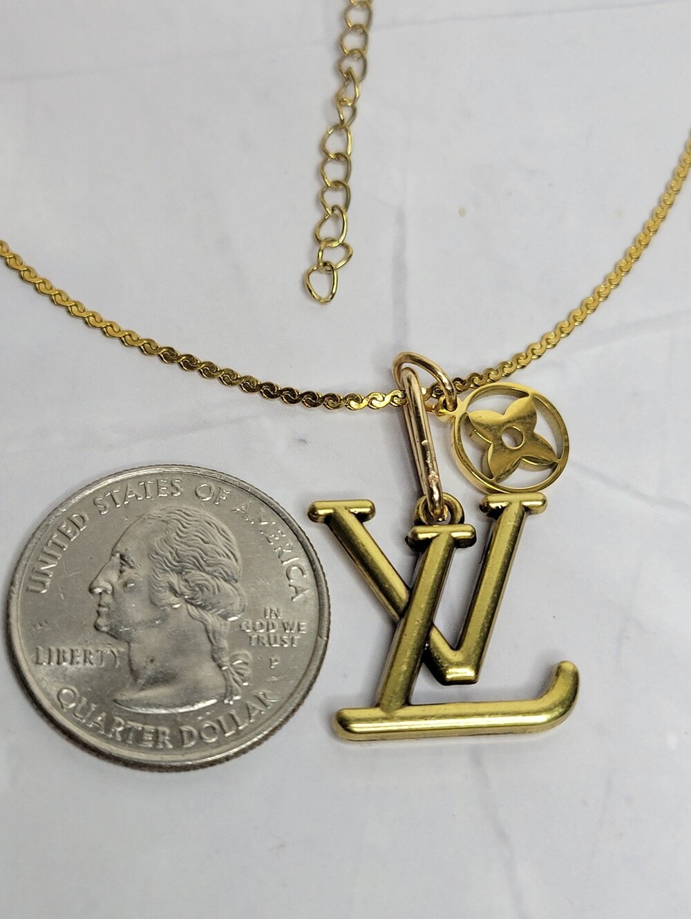 Louis Vuitton Zip Pull, 18" Gold Plated Chain, Necklace